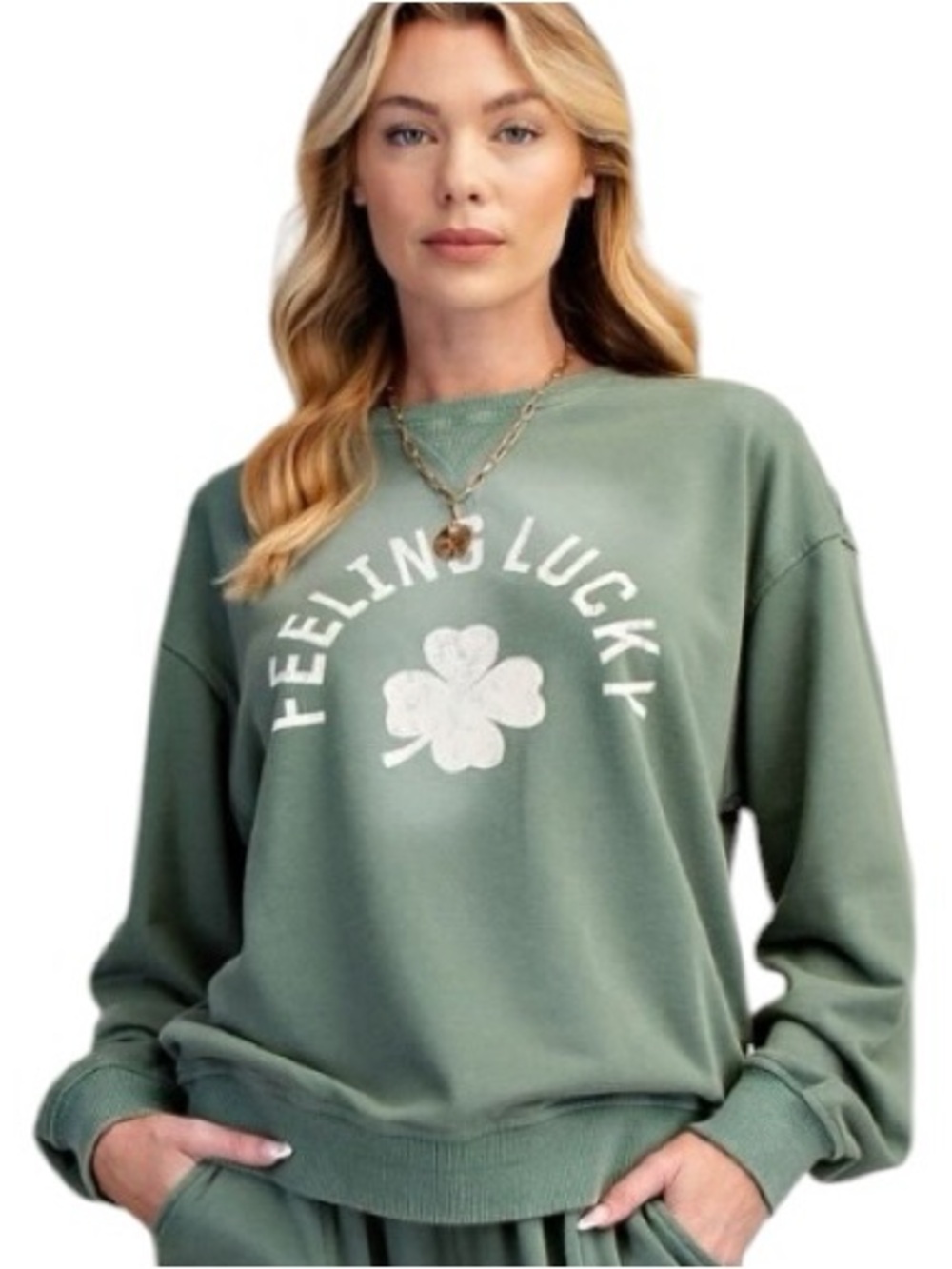 112:  EASEL NWT SWEATSHIRT JUNIPER GREEN (C)